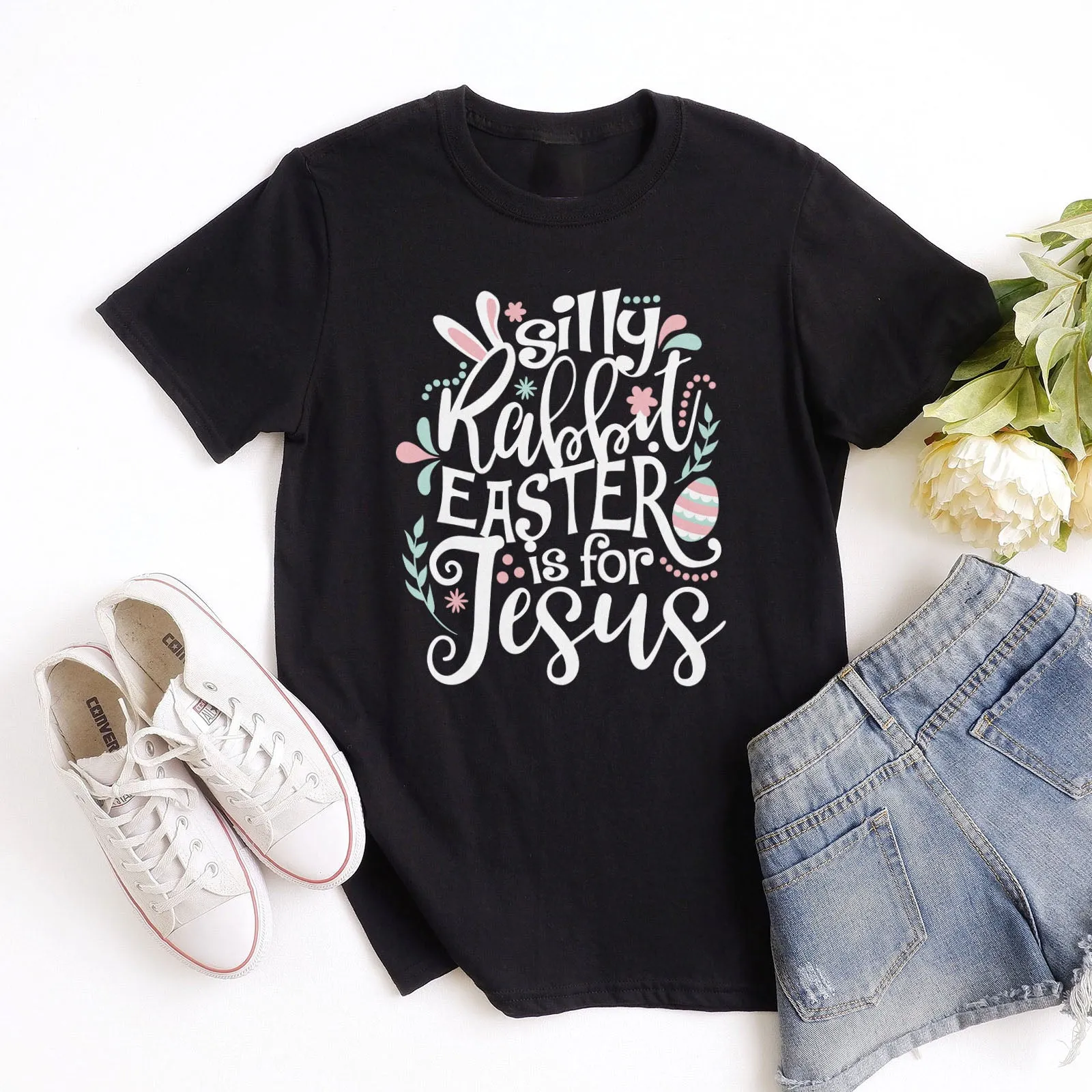 Silly Rabbit Easter Is For Jesus Tee Shirts For Women - Christian Easter T Shirts