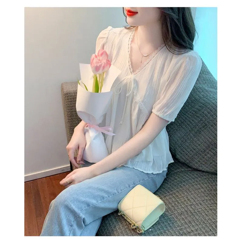 Slimming Loose Fit V-Neck Chiffon Blouse