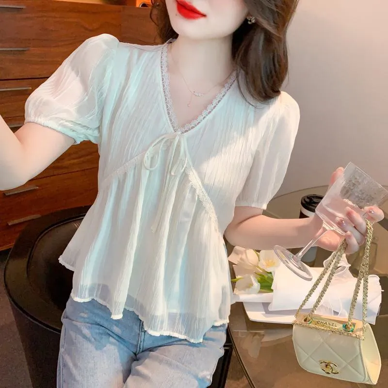 Slimming Loose Fit V-Neck Chiffon Blouse