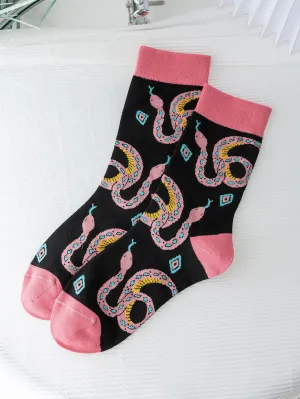 Snake Pattern Crew Socks Silly Socks for Women Funky Socks Funny Socks Novelty