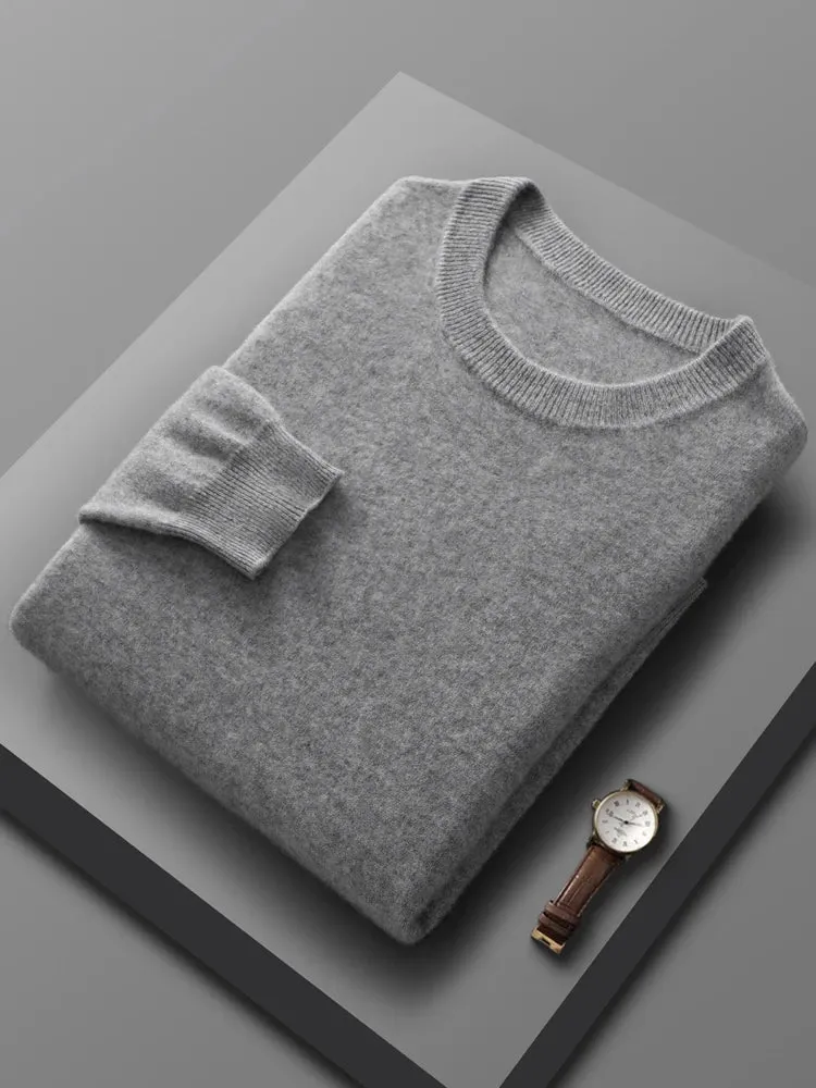 Spring Autumn 100% Pure Merino Wool Pullover Sweater Men O-neck Long-sleeve Cashmere Knitwear Female Clothing Grace