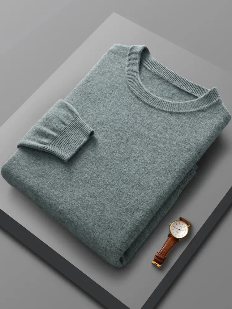 Spring Autumn 100% Pure Merino Wool Pullover Sweater Men O-neck Long-sleeve Cashmere Knitwear Female Clothing Grace