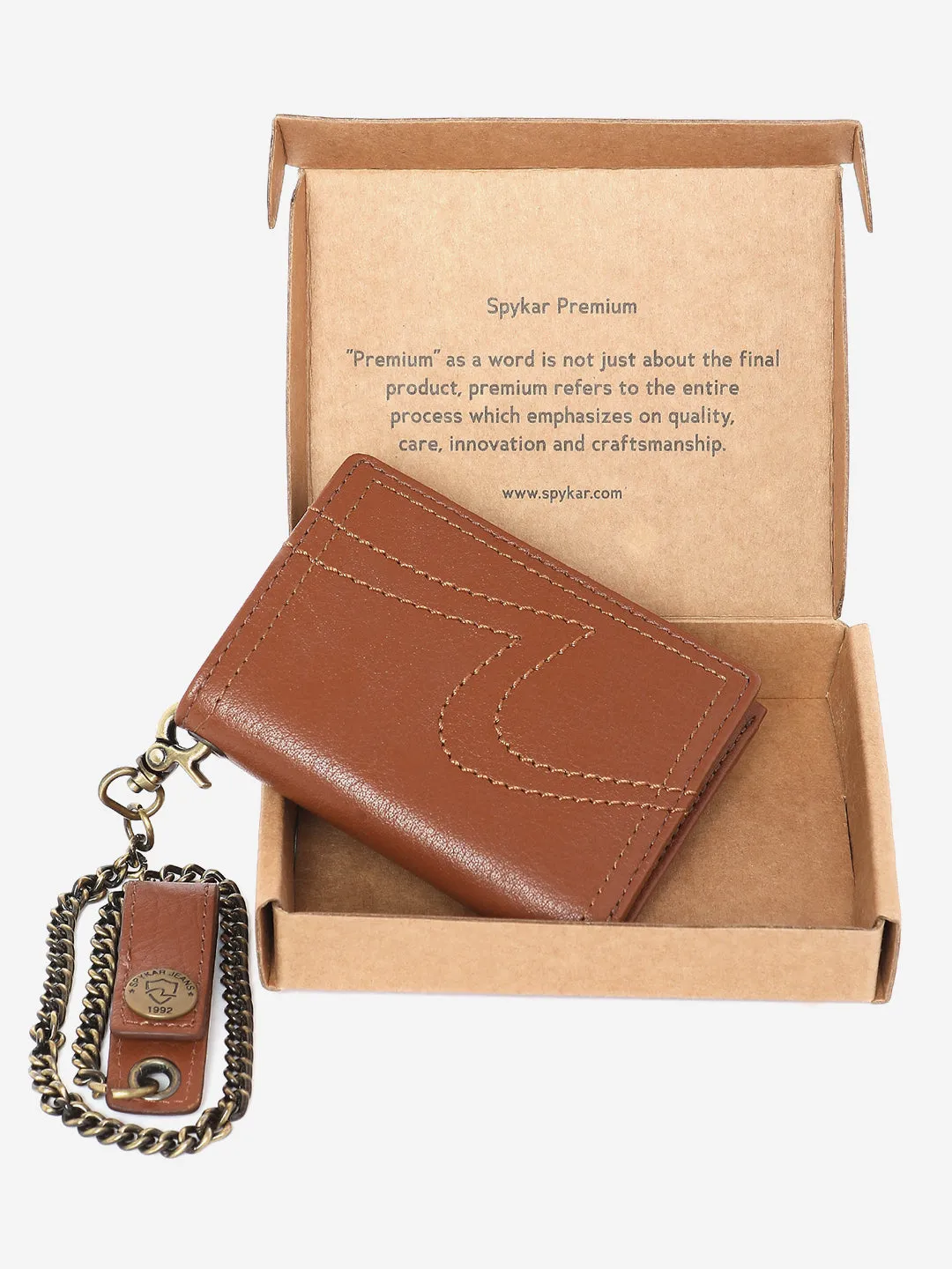 Spykar Men Light Brown Leather Wallet