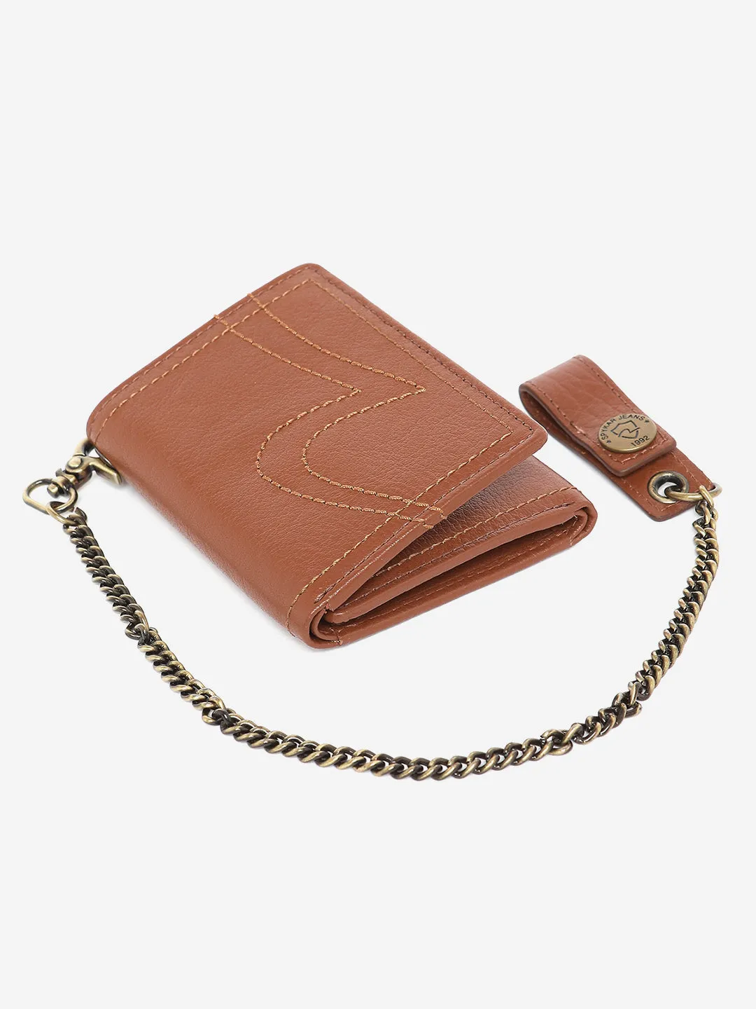 Spykar Men Light Brown Leather Wallet