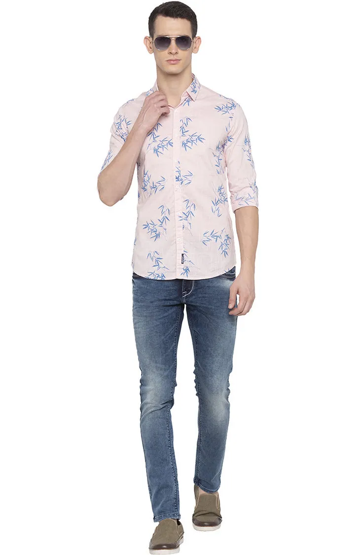 Spykar Men Pink Printed Slim Fit Casual Shirt