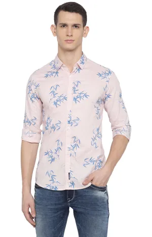 Spykar Men Pink Printed Slim Fit Casual Shirt