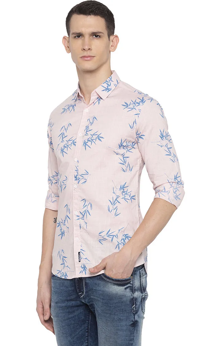 Spykar Men Pink Printed Slim Fit Casual Shirt