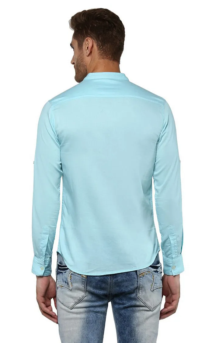 Spykar Men Turquoise Solid Slim Fit Casual Shirt