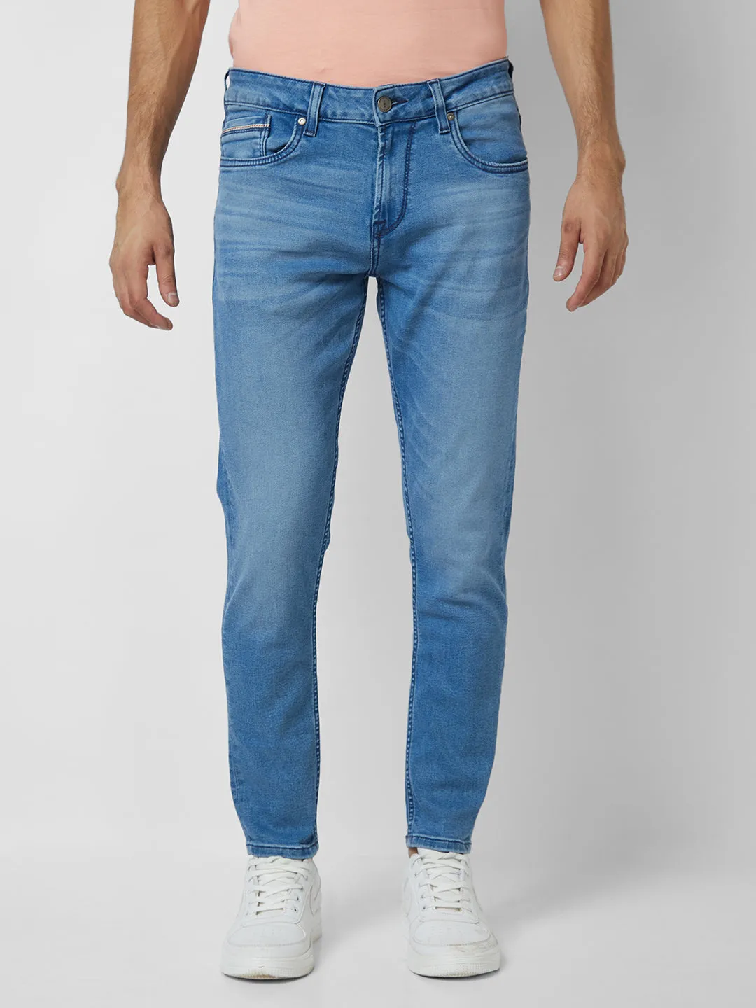 Spykar Mid Rise Slim Fit Blue Jeans For Men