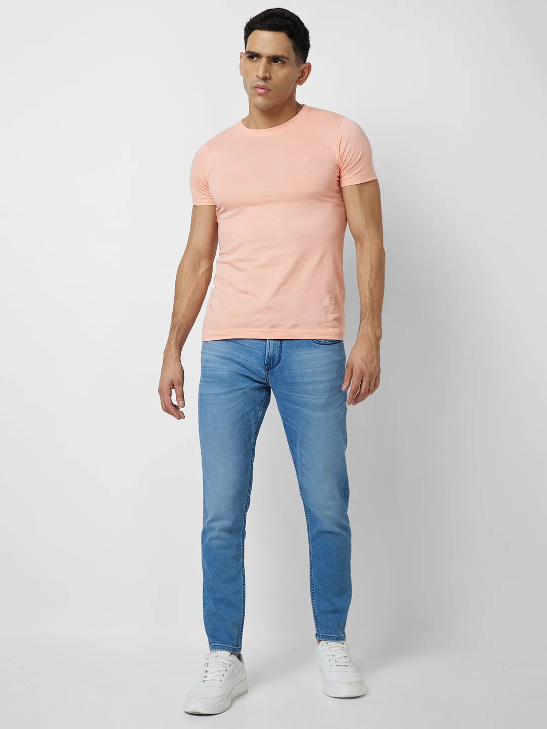 Spykar Mid Rise Slim Fit Blue Jeans For Men