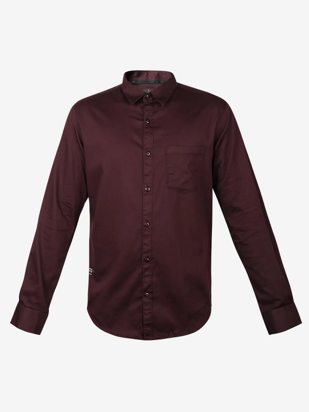 Spykar Red Slim Fit Full Sleeves Cotton Solid Shirt For Men