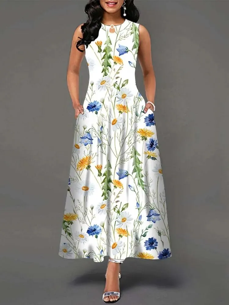 Summer Long Dresses Women Floral Print