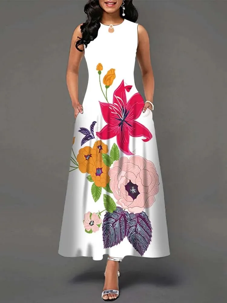 Summer Long Dresses Women Floral Print