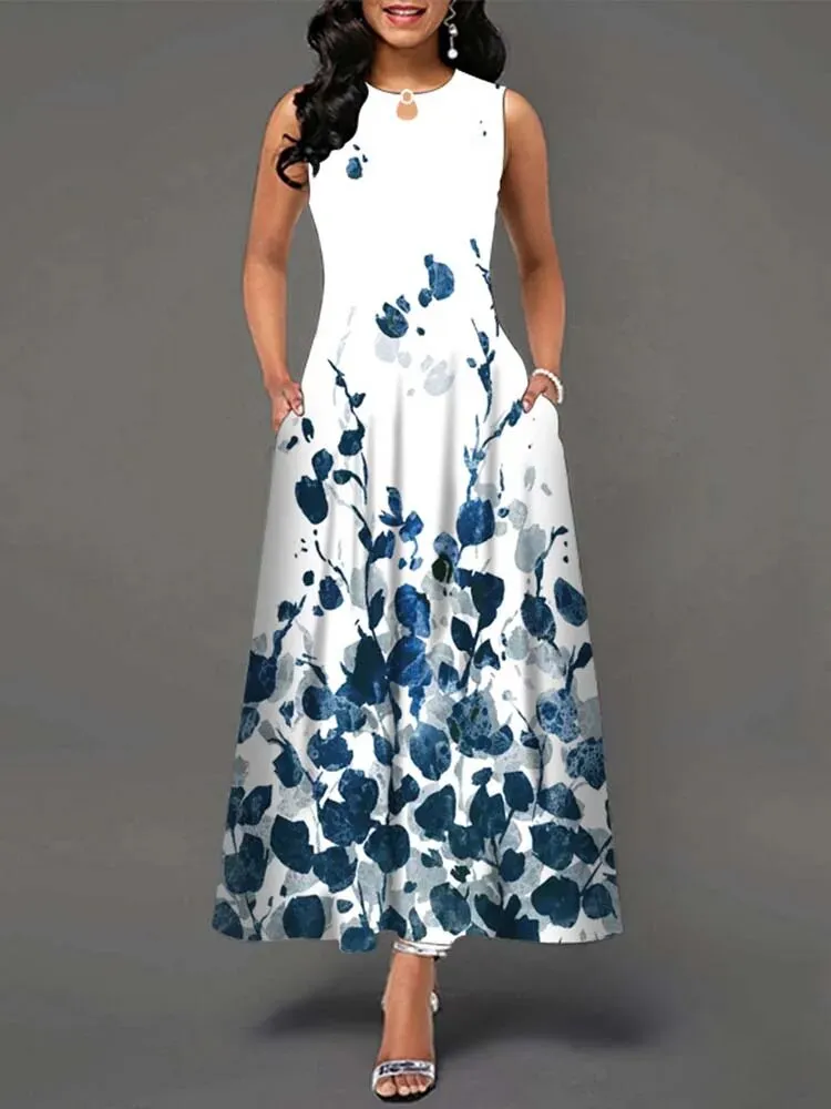 Summer Long Dresses Women Floral Print