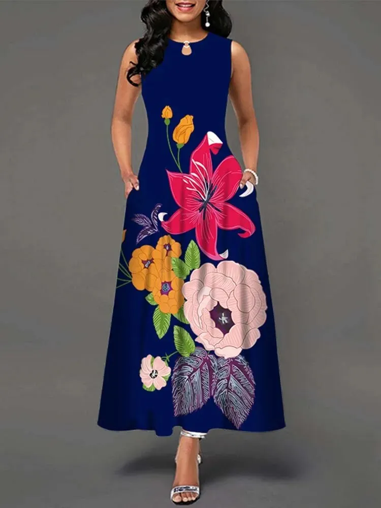 Summer Long Dresses Women Floral Print