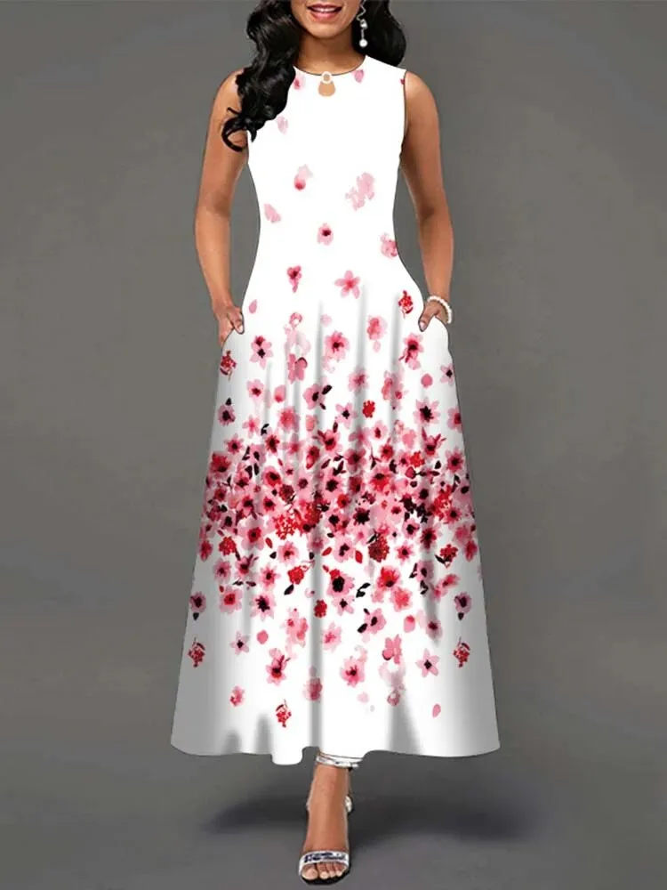 Summer Long Dresses Women Floral Print