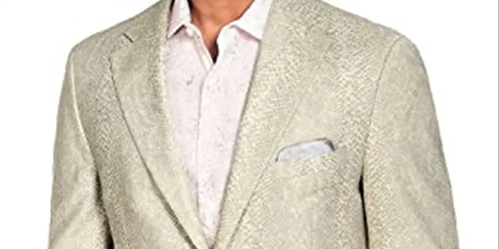 Tallia Men's Reptile Print 2 Button Suit Jacket Beige Size Large