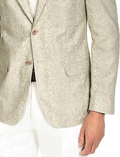 Tallia Men's Reptile Print 2 Button Suit Jacket Beige Size Large