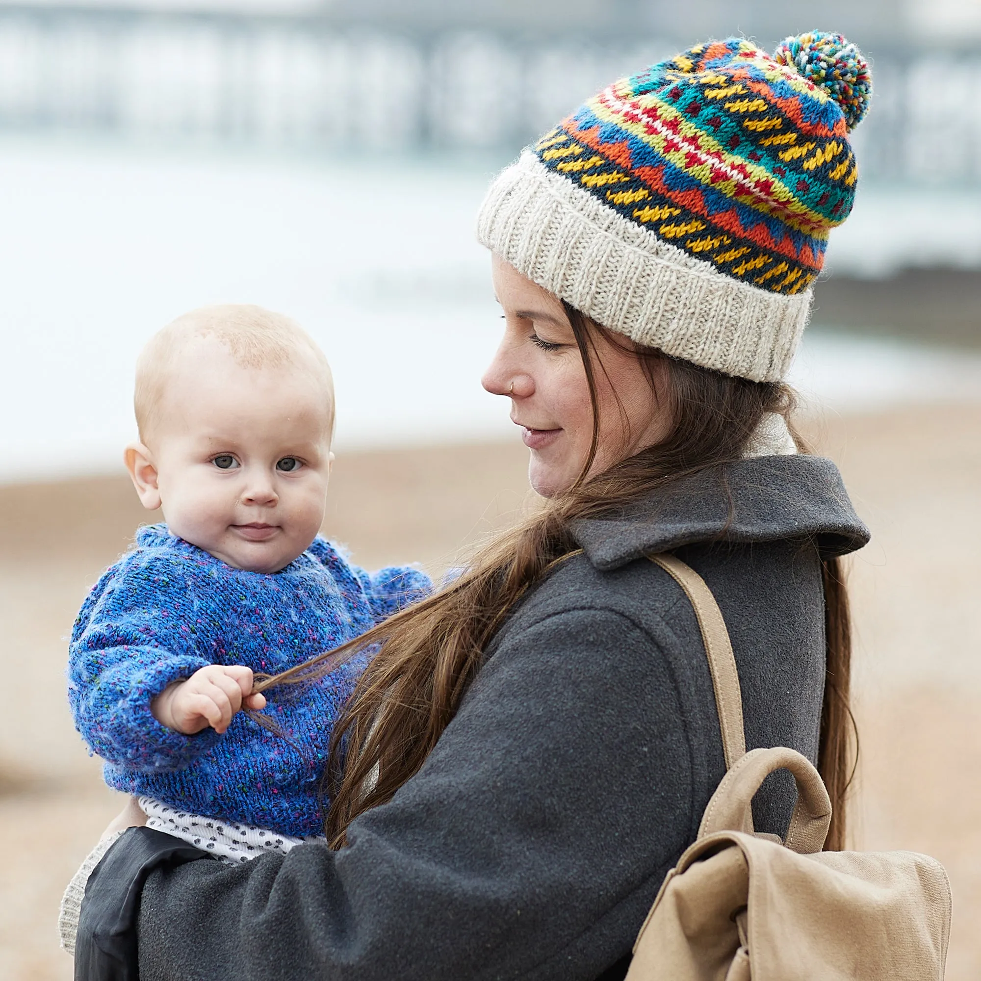 TAVAR Unisex Bobble Hat Fair Isle Lined Waste Wool