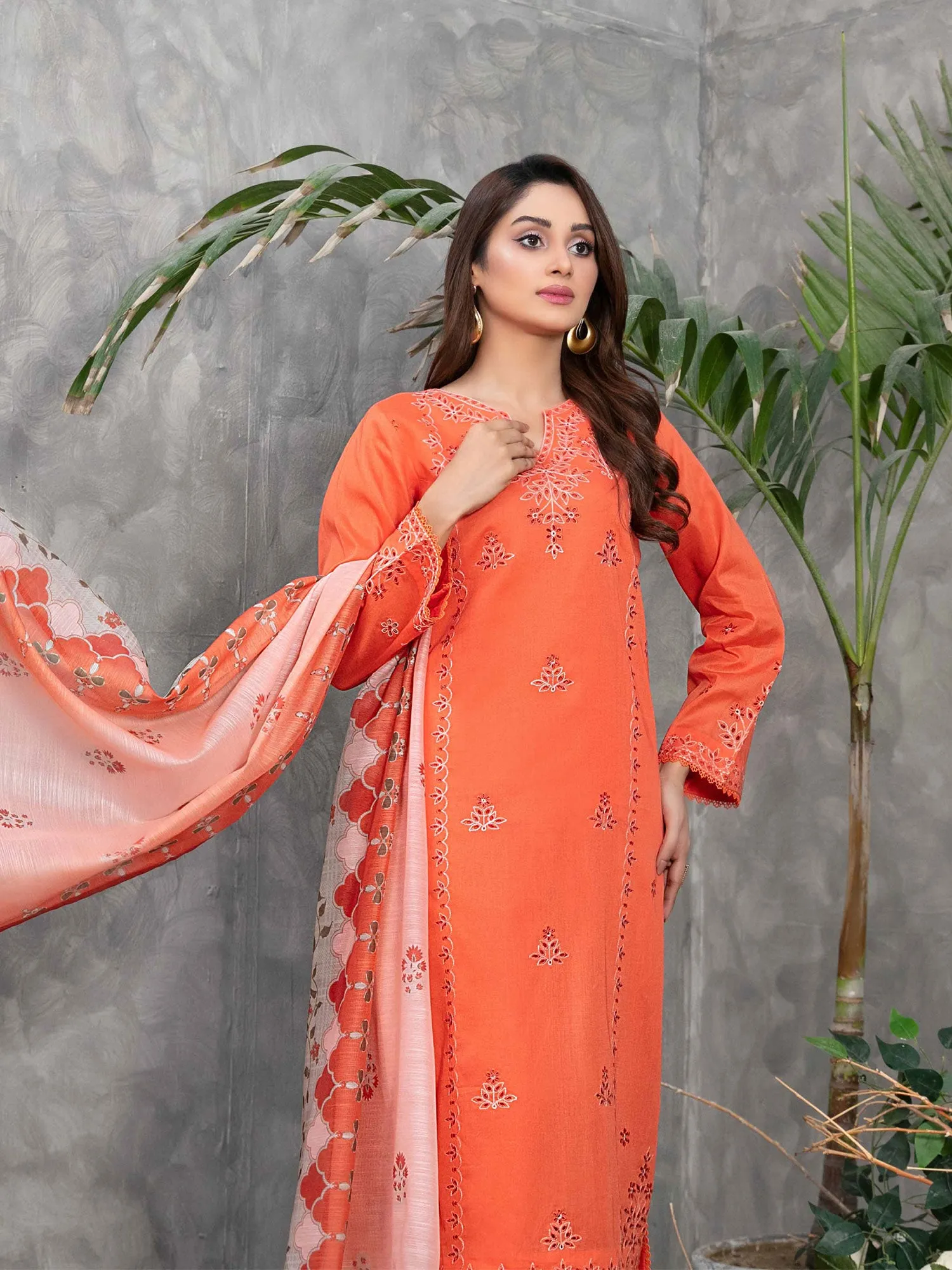 Tawakkal "Aarah" Orange Embroidered Lawn Suit (D2825)