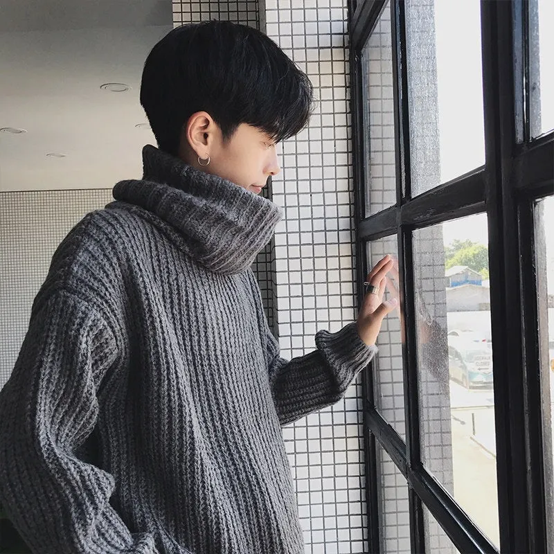 Toleet winter outfits men Knitwear Coat Men's Autumn and Winter Turtleneck Sweater Men's Korean Style Trendy Thickened BF Loose