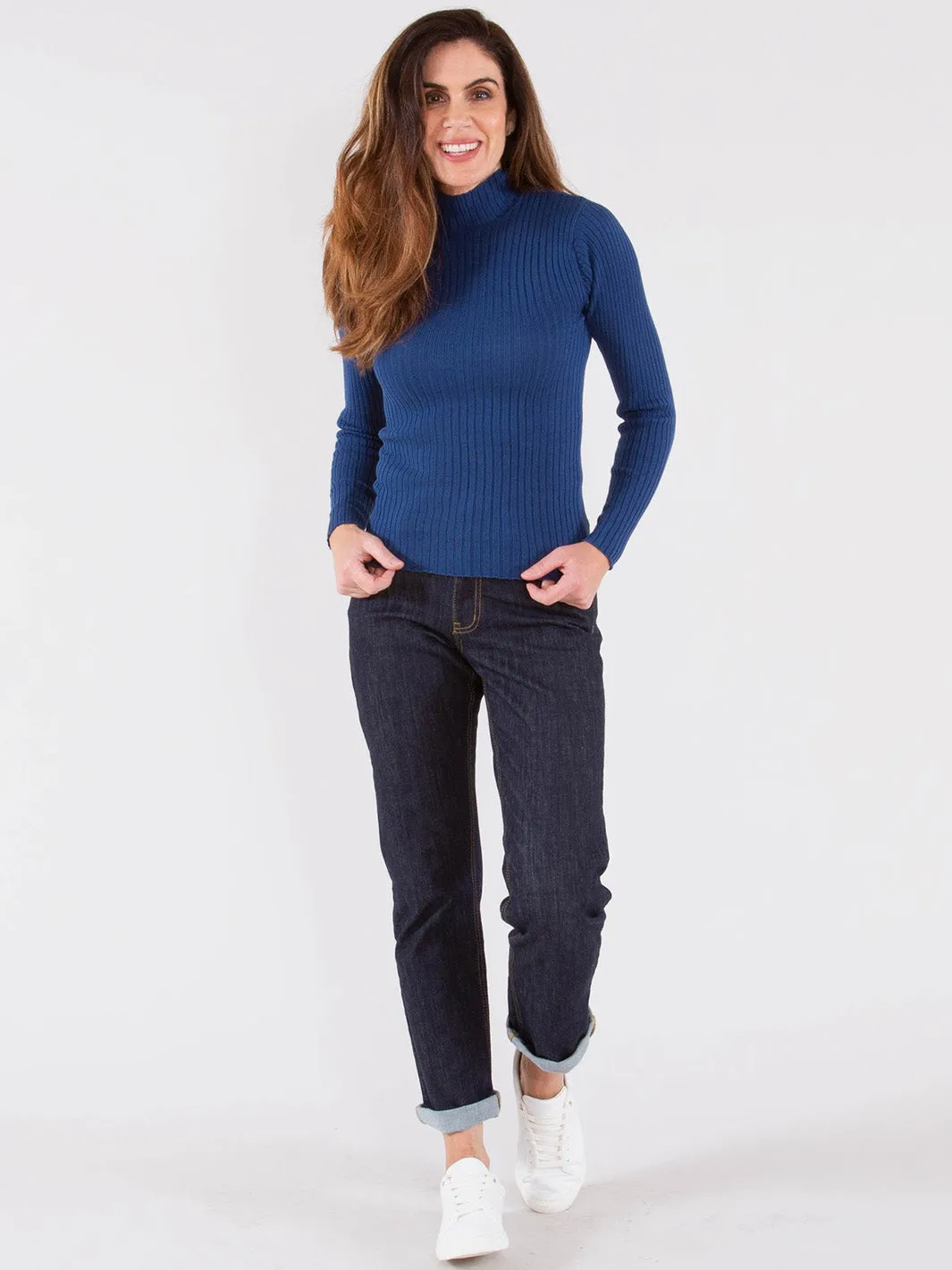 Trigon turtle neck knit top midnight