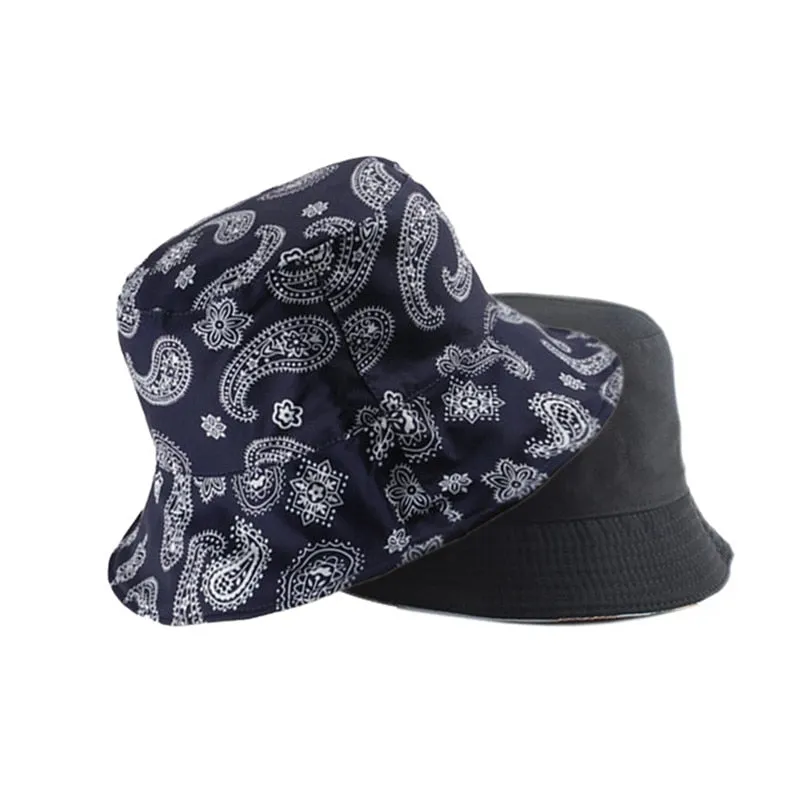 Unisex Hat Double Sided  Fisherman Reversible Bucket Hats