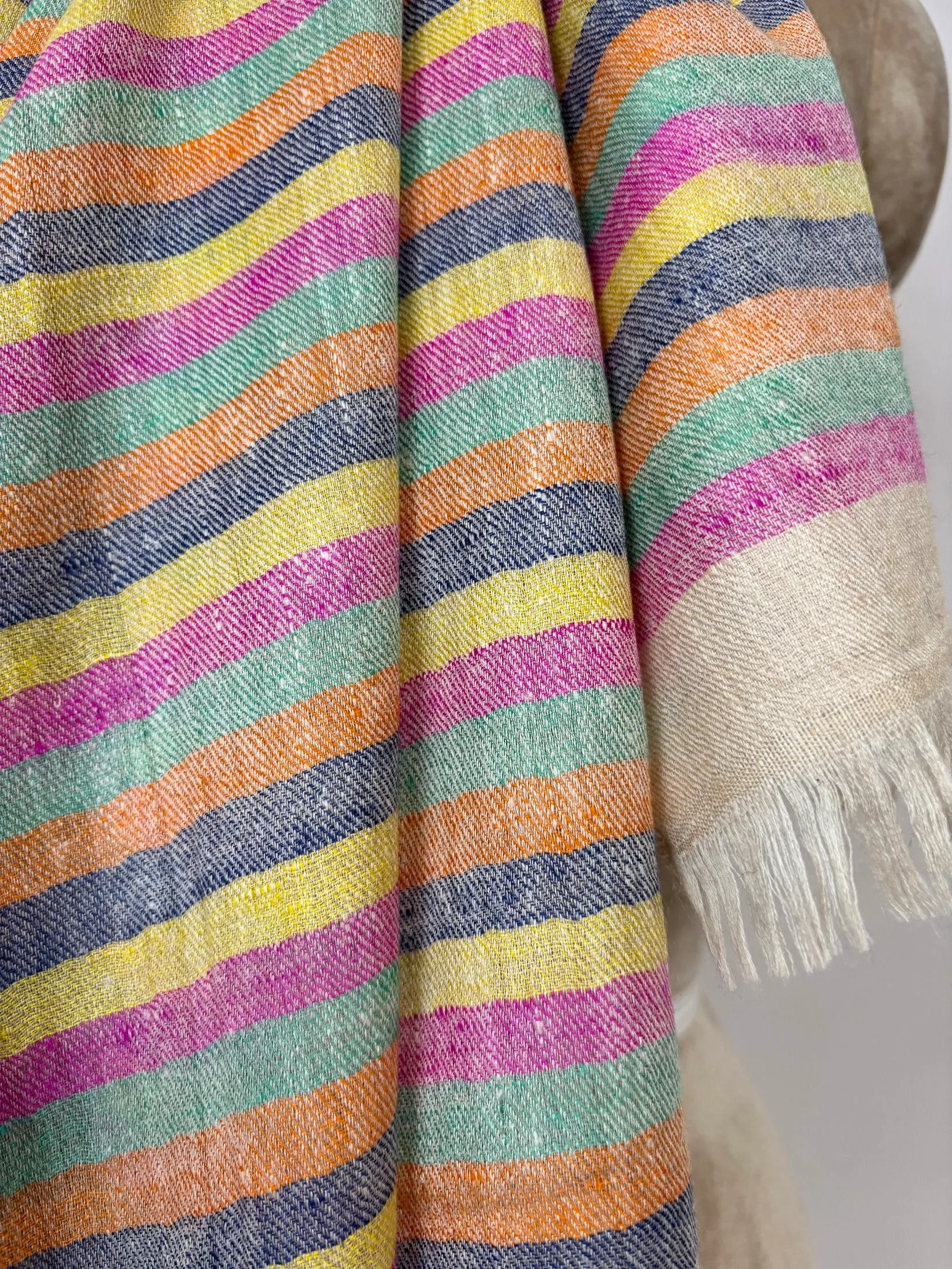 Warm Hue Stripes Cashmere Scarves - RAWLINS