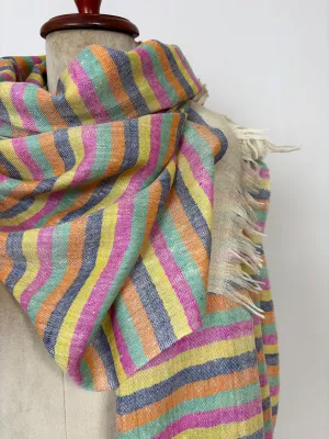 Warm Hue Stripes Cashmere Scarves - RAWLINS