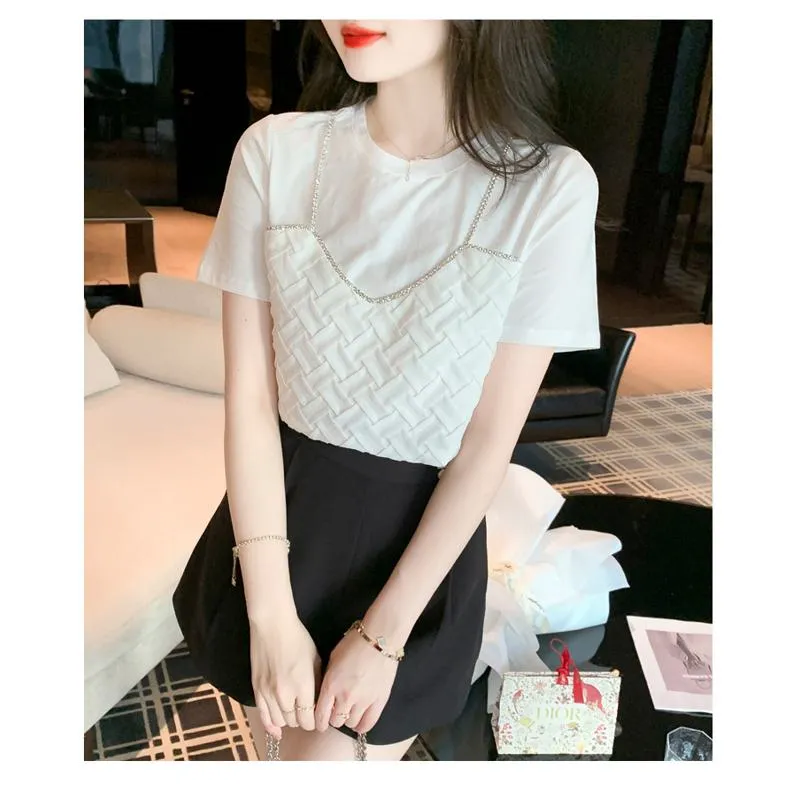 White Pure Cotton Chain Niche Blouse