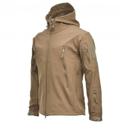 Winter Autumn Men Thick Zipper Windbreaker Camouflage Windproof Hood Jacket Plush Lining Long Sleeve Coat Male Casual Outwear