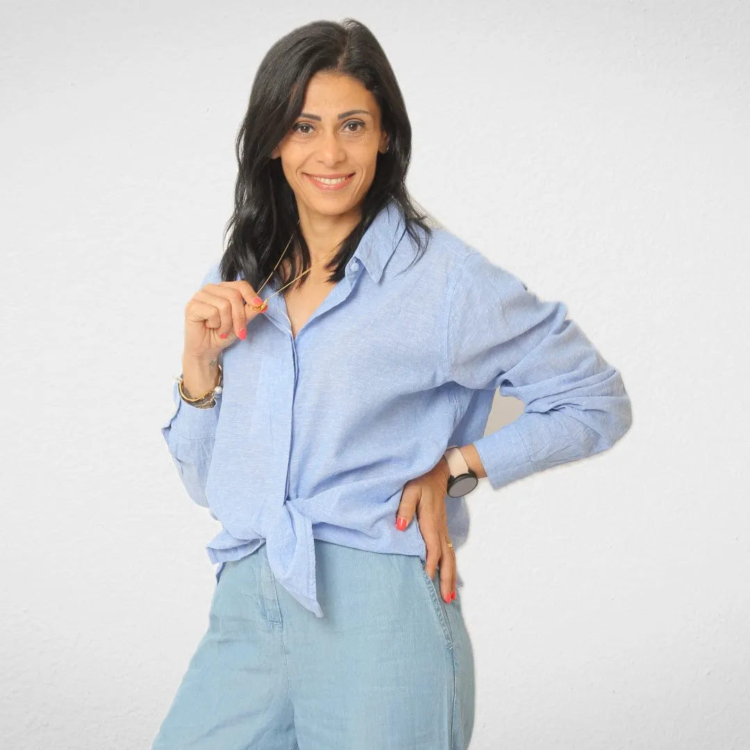 Women Shirt - Linen- NEW - Baby Blue