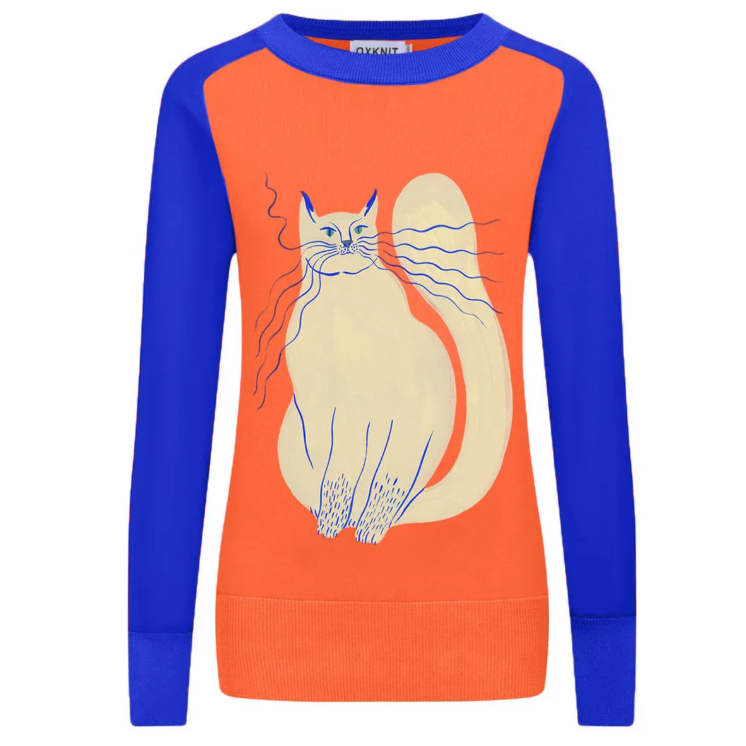 Women's orange vintage cat knitwear