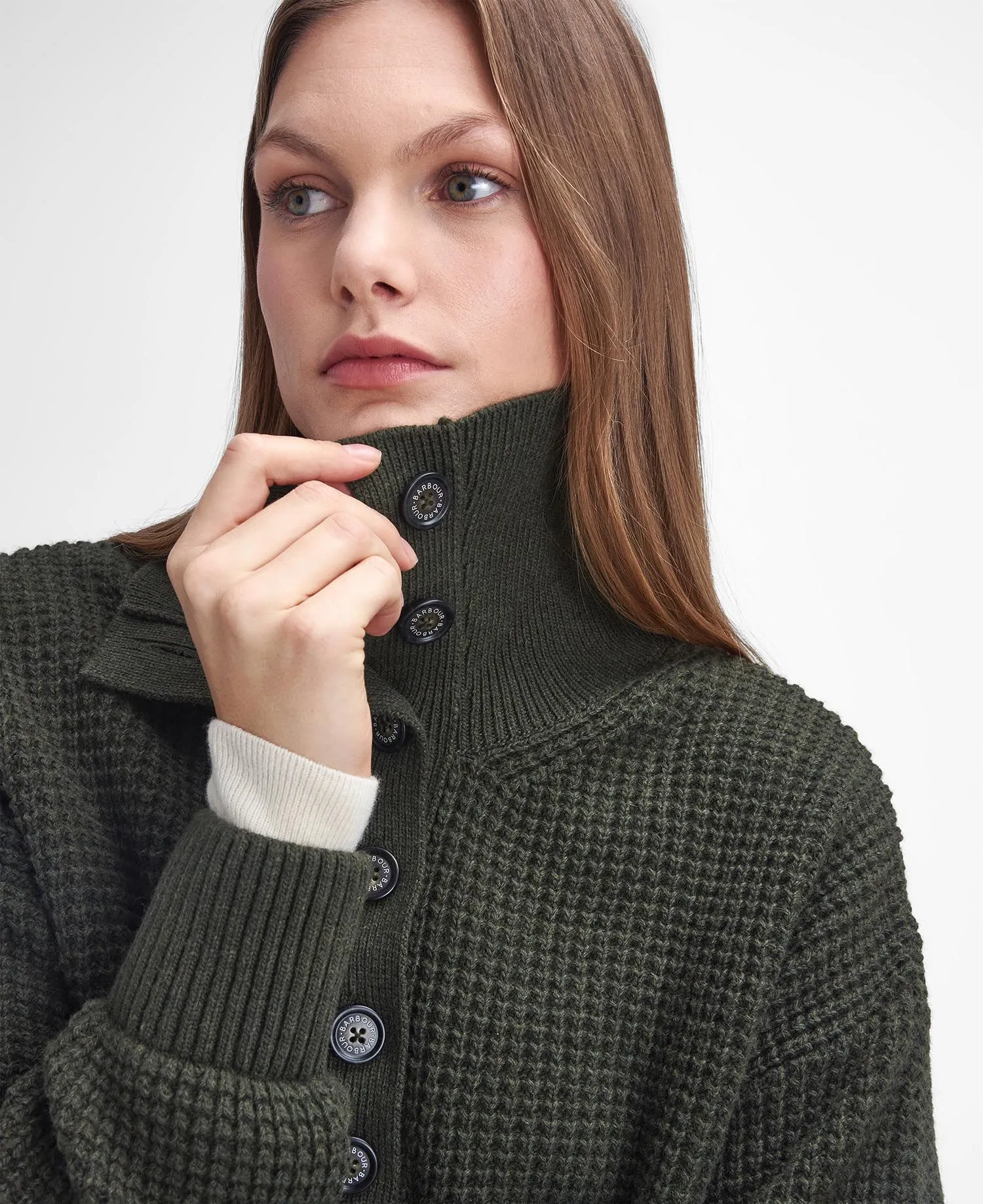 Woodside Half-Button Jumper - Olive