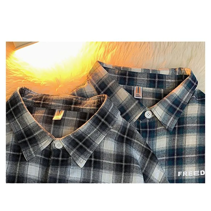 Workwear Plaid Draping Casual Trendy Gradient Long Sleeve Shirt